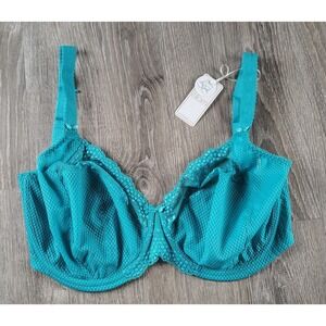 Elomi 32N Charley Underwire Stretch Lace‎ Plunge Bra J Hook 4382 NWT Blue